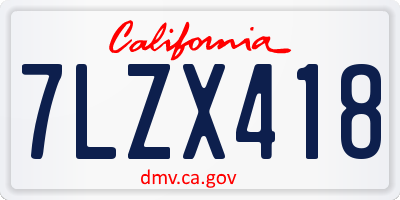 CA license plate 7LZX418