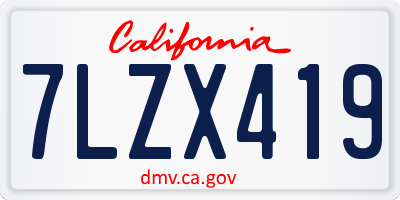 CA license plate 7LZX419