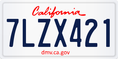 CA license plate 7LZX421