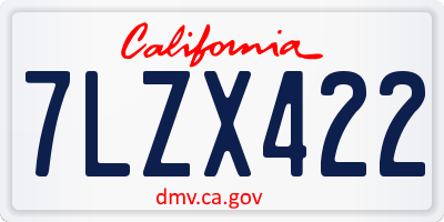 CA license plate 7LZX422