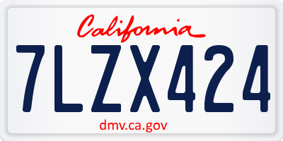 CA license plate 7LZX424