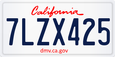 CA license plate 7LZX425