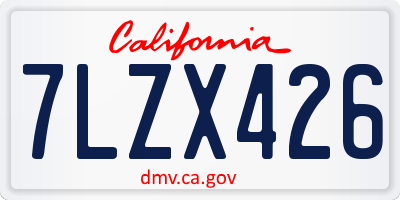 CA license plate 7LZX426