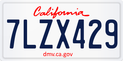 CA license plate 7LZX429