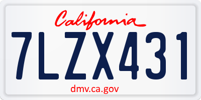 CA license plate 7LZX431