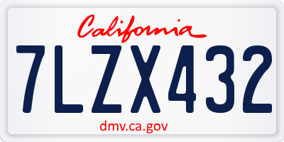 CA license plate 7LZX432