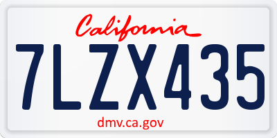 CA license plate 7LZX435