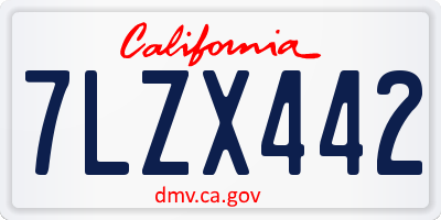 CA license plate 7LZX442