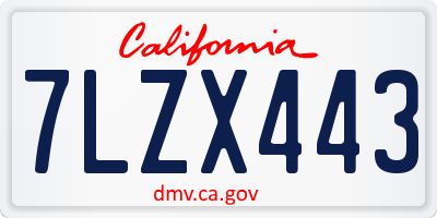 CA license plate 7LZX443