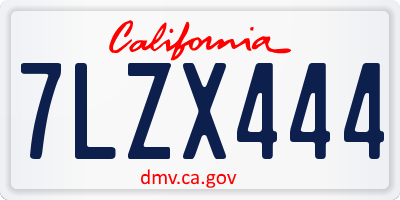 CA license plate 7LZX444