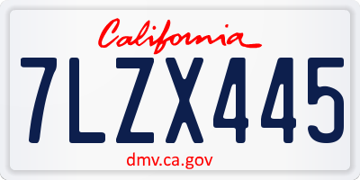 CA license plate 7LZX445