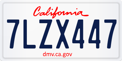CA license plate 7LZX447