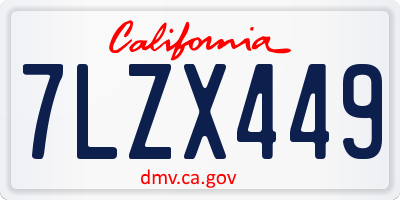 CA license plate 7LZX449
