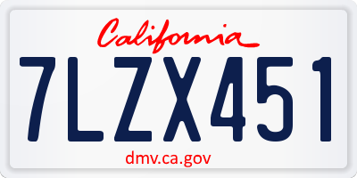 CA license plate 7LZX451