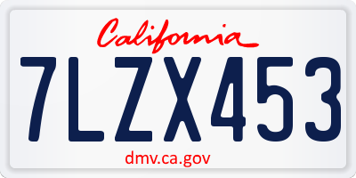 CA license plate 7LZX453