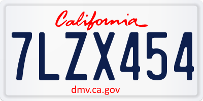 CA license plate 7LZX454