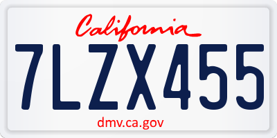 CA license plate 7LZX455