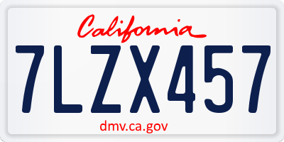 CA license plate 7LZX457