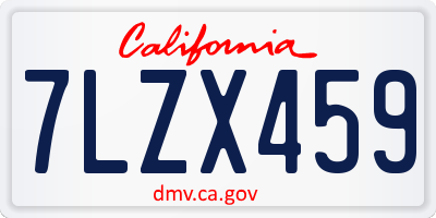 CA license plate 7LZX459