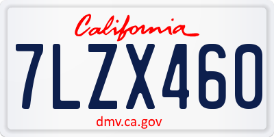 CA license plate 7LZX460