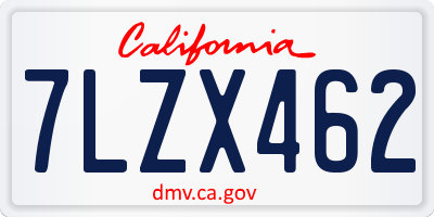 CA license plate 7LZX462