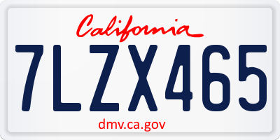 CA license plate 7LZX465