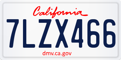 CA license plate 7LZX466