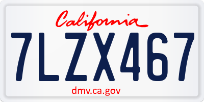 CA license plate 7LZX467