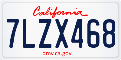 CA license plate 7LZX468
