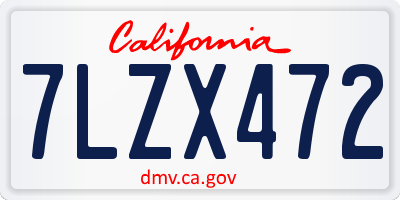 CA license plate 7LZX472