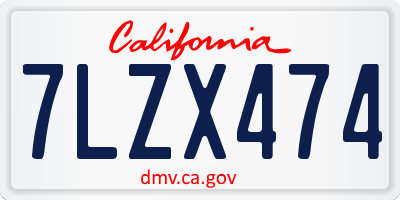 CA license plate 7LZX474
