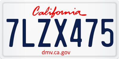 CA license plate 7LZX475