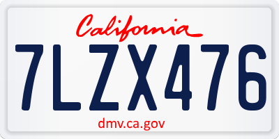 CA license plate 7LZX476