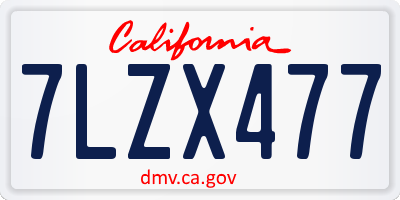CA license plate 7LZX477