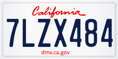 CA license plate 7LZX484