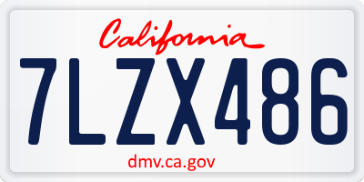 CA license plate 7LZX486