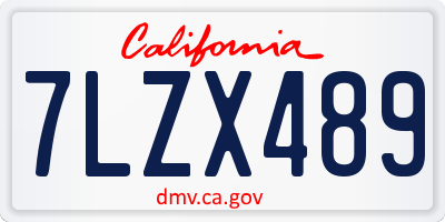 CA license plate 7LZX489