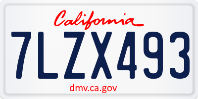 CA license plate 7LZX493