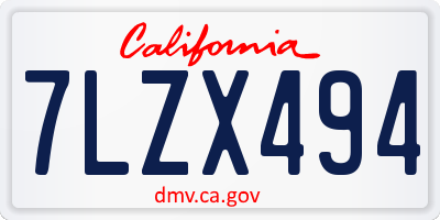 CA license plate 7LZX494
