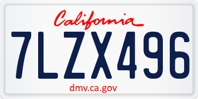 CA license plate 7LZX496