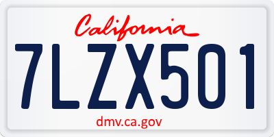 CA license plate 7LZX501