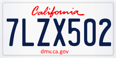 CA license plate 7LZX502