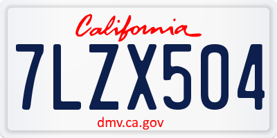 CA license plate 7LZX504