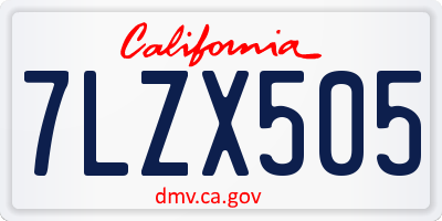 CA license plate 7LZX505