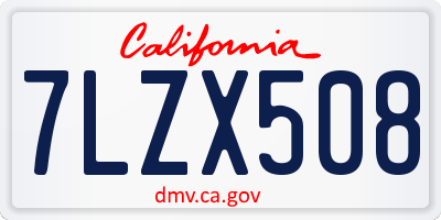 CA license plate 7LZX508