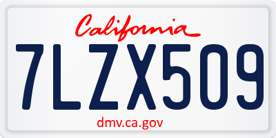 CA license plate 7LZX509