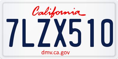 CA license plate 7LZX510
