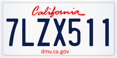 CA license plate 7LZX511