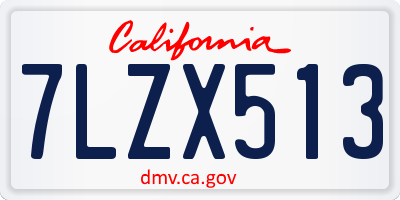 CA license plate 7LZX513
