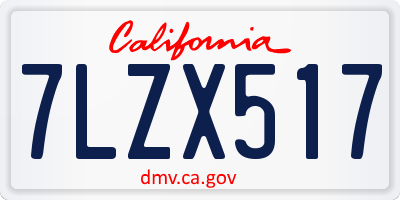 CA license plate 7LZX517